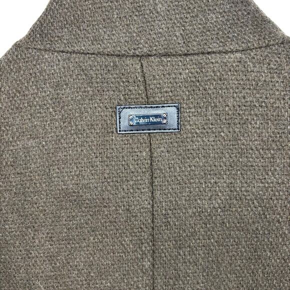 Calvin Klein Wool Cashmere Blend Coat 6 Taupe Gray Asymmetrical Stand Collar - Picture 8 of 14